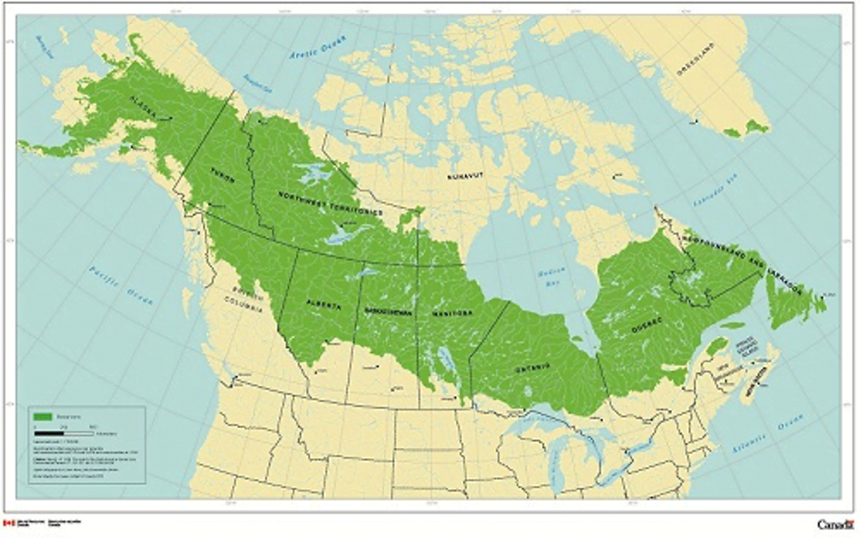 Лесные ресурсы канады карта
